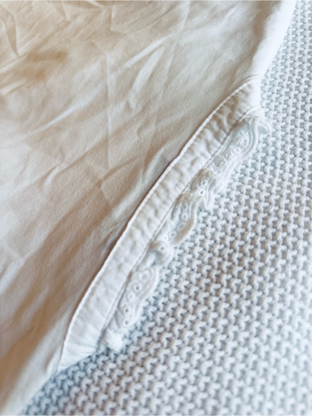 ZARA White Eyelet Lace Blouse w Ruffle Trim Feminine Womens Top - Picture 9 of 14